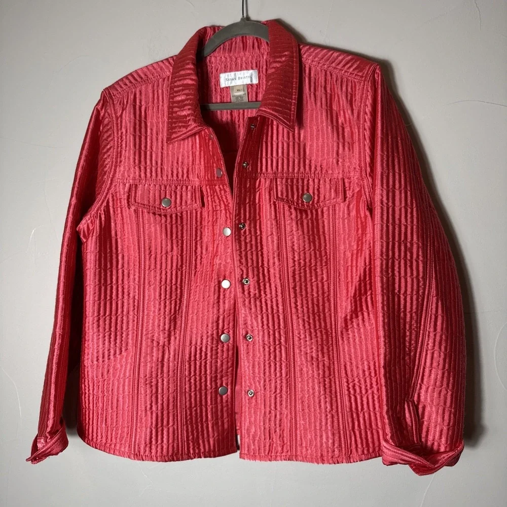 Susan Bristol 100% Polyester Womens‎ X-Large Coral Jacket Button Coat Pockets